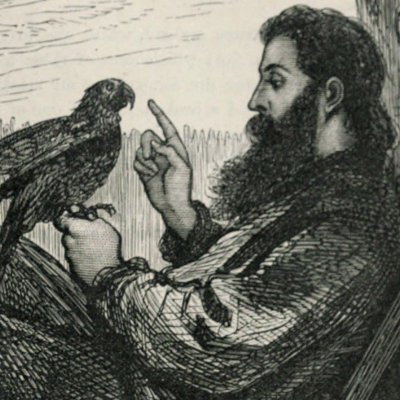 Robinson apprend à son perroquet à parler (Robinson Crusoe, Londres, 1863)